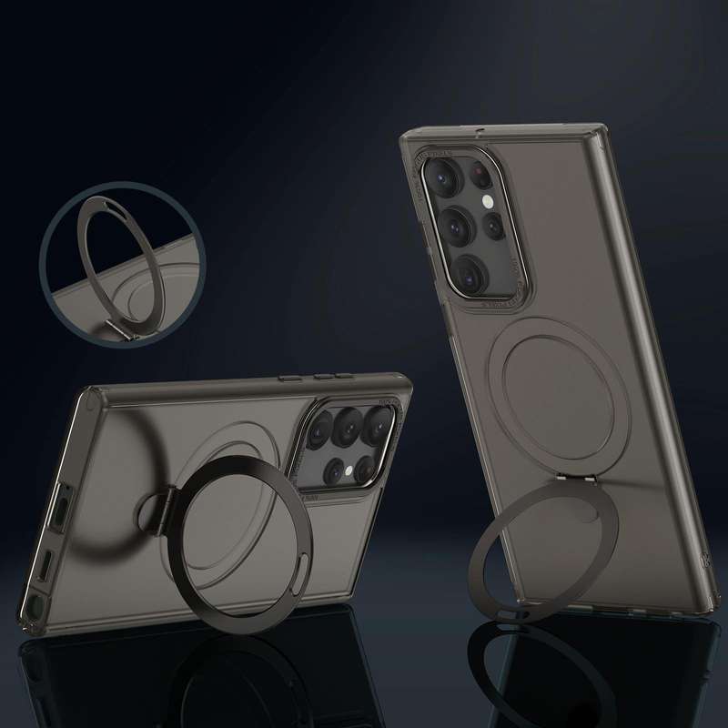 For Samsung Galaxy S22 Ultra 5G LK 3 in 1 MagSafe Magnetic Holder Phone Case(Black)