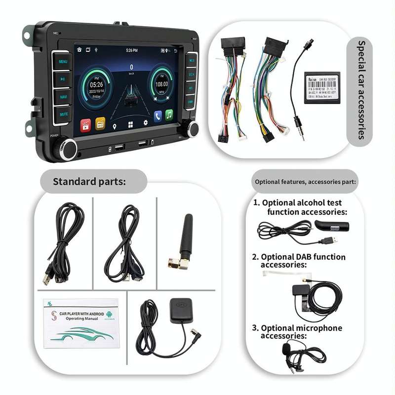 S9070 For Volkswagen 7 inch Portable Car MP5 Player Support CarPlay / Android Auto, Specification...