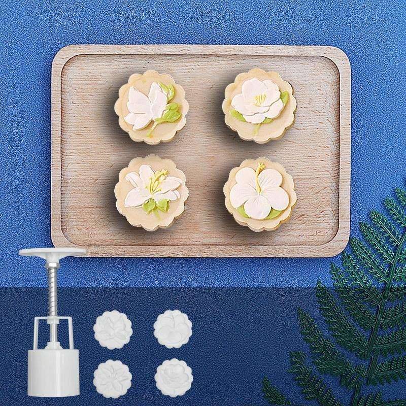 2 PCS Moon Festival Round Hand-Pressed Pastry Mold Baking Tools, Model: 41
