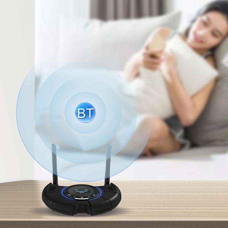 TX800 Optical Fiber Bluetooth 5.0 Transmitter Receiver Audio Adapter with Dual Antennas & OLED Di...