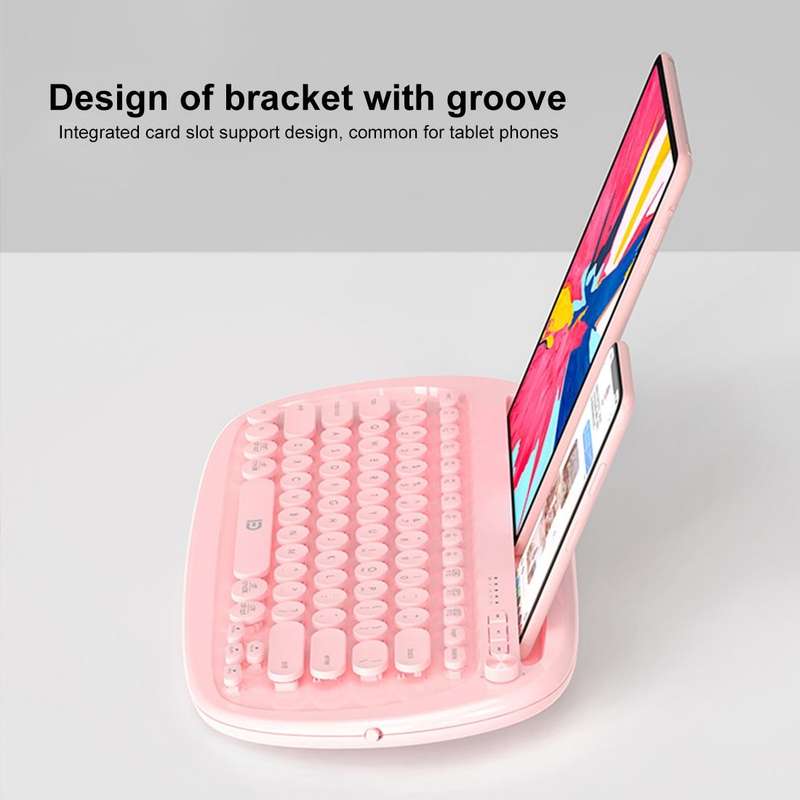 FOETOR K520t Mini Three Modes Wireless Bluetooth Keyboard(Pink)