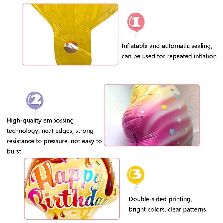 10 PCS 5050 Large Ice Cream Aluminum Balloon Children Birthday Party Atmosphere Decorative Balloo...