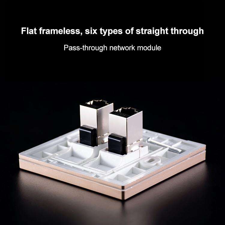 CAT.6 Shielded Pass-through Network Module, Dual Ports Panel + Shielded Pass-through + Telephone ...