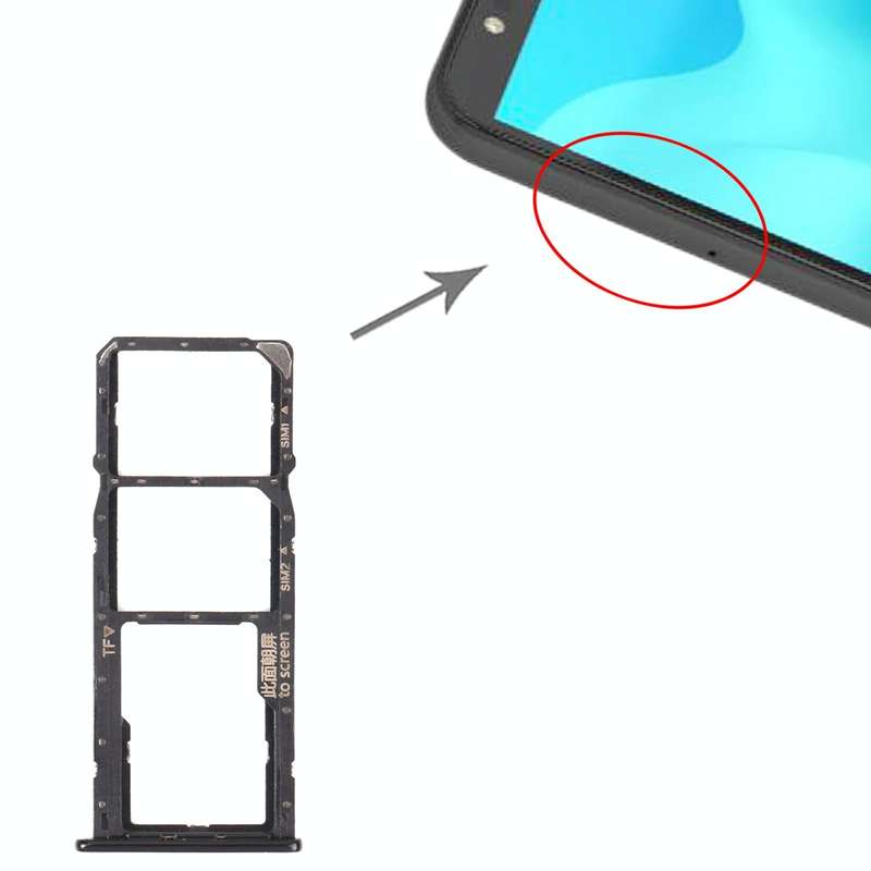 SIM Card Tray + SIM Card Tray + Micro SD Card Tray for Huawei Y5p (Black)