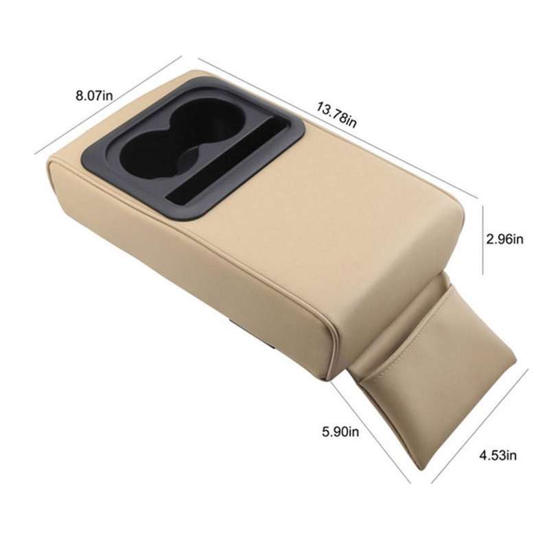 Car Armrest Box Increased Support With Rear Seat Water Cup Holder(Brown)