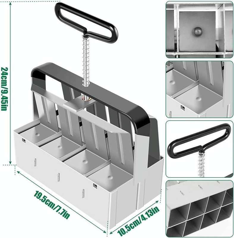 Handheld Seedling Soil Blocker Makes Eight 2 by 2 Inches Soil Blocks for Garden Prep