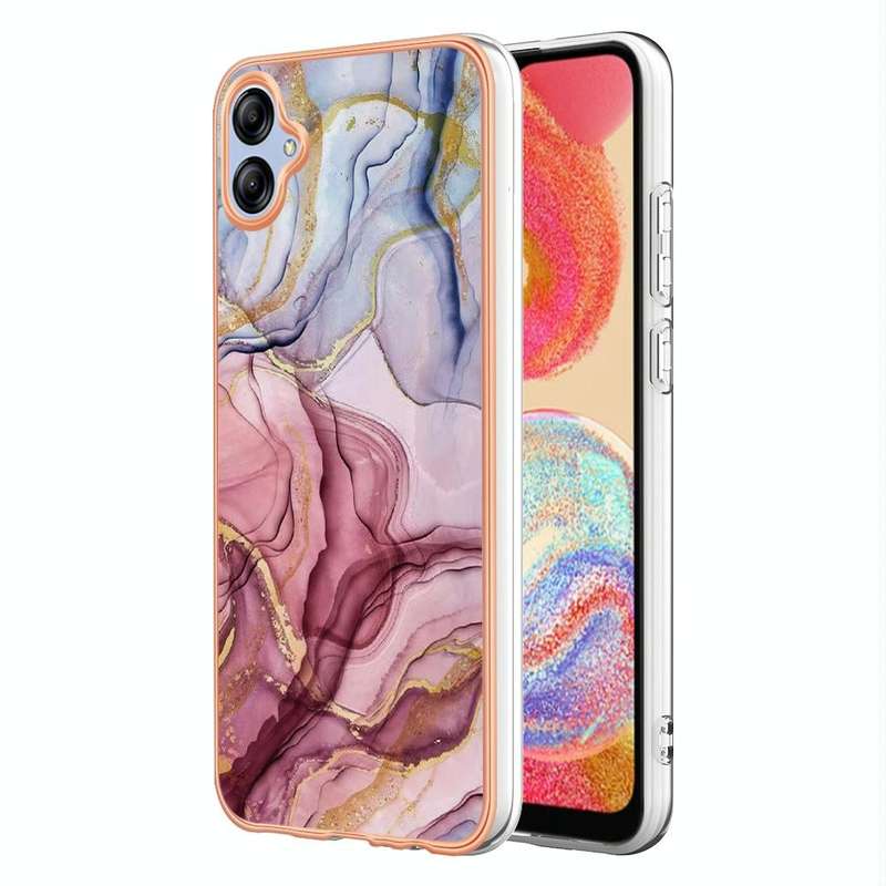 For Samsung Galaxy A04e Electroplating Marble Dual-side IMD Phone Case(Rose Red 014)