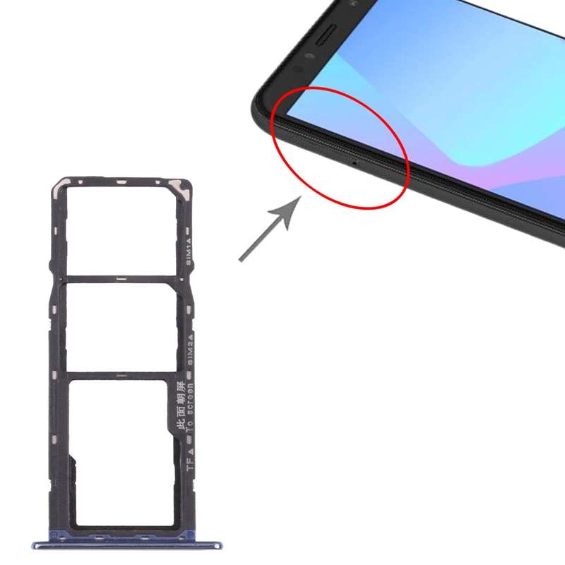 SIM Card Tray + SIM Card Tray + Micro SD Card Tray for Huawei Y6 (2018) (Blue)