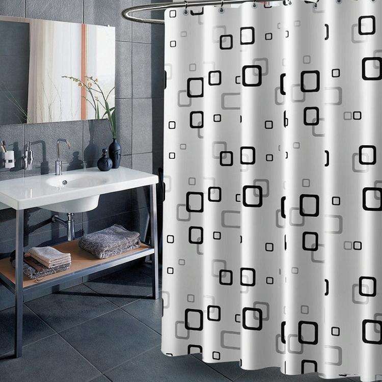 Bathroom Thick Waterproof Shower Curtain, Size:180X200cm, Style:with Copper Buckle