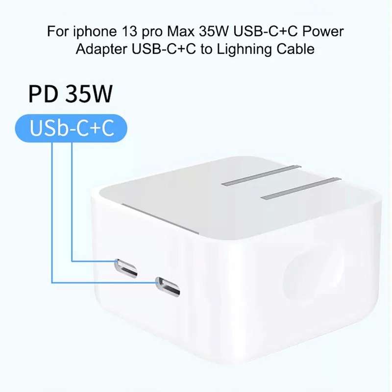 PD 35W Dual USB-C / Type-C Ports Charger for iPhone / iPad Series, EU Plug