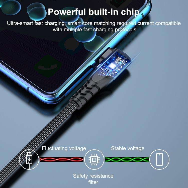 6A 66W USB to USB-C / Type-C Elbow Mobile Phone Game Fast Data Cable, Length:2m(Black)