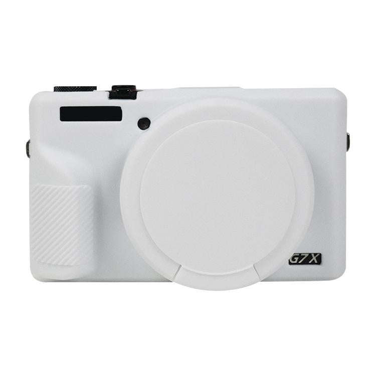 For Canon PowerShot G7 X Mark III / G7X3 Soft Silicone Protective Case with Lens Cover(White)