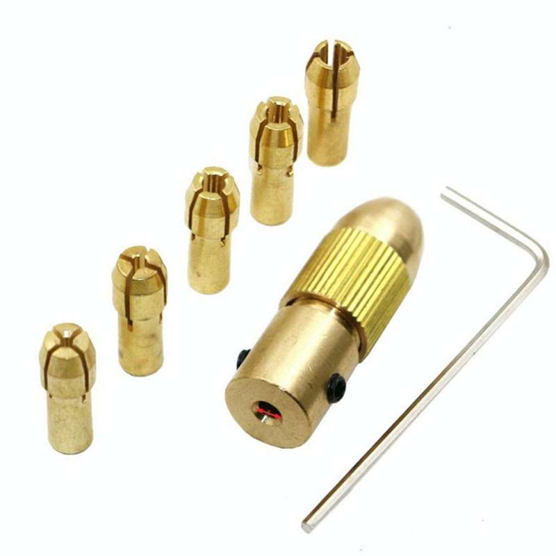 7 PCS/Set Brass 0.5-3mm Small Electric Drill Bit Collet Micro Twist 3.17mm Drill Chuck Set with W...