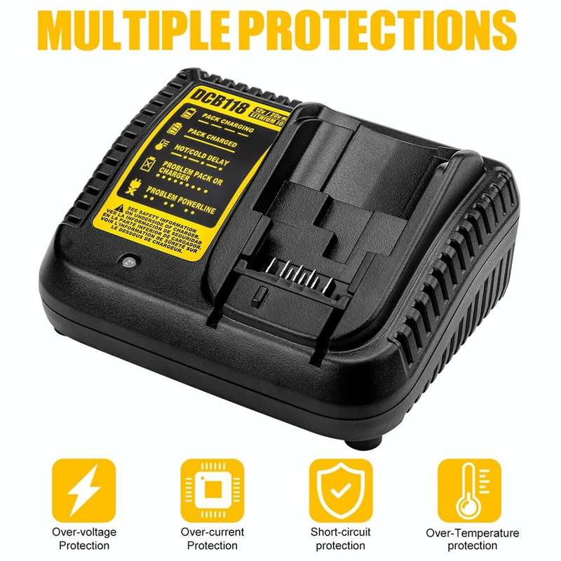 DCB118 For Dewalt 12V-20V Electric Tool Battery Charger, Plug: AU (Black)