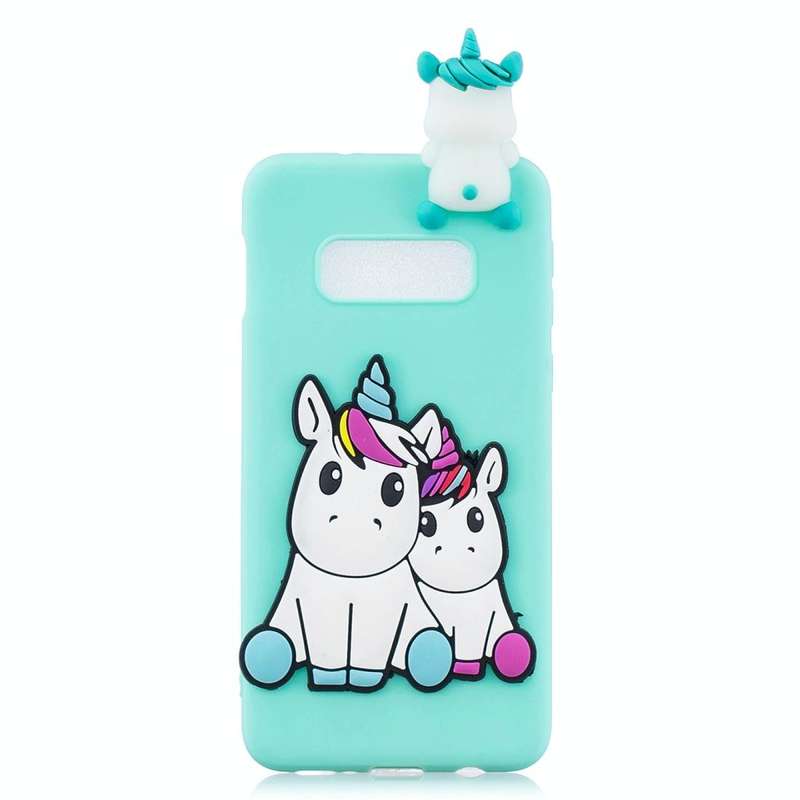 For Galaxy S10e 3D Cartoon Pattern Shockproof TPU Protective Case(Couple Unicorn)