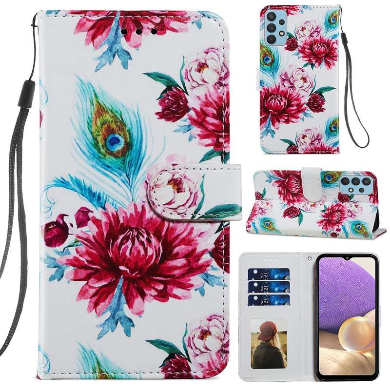 For Samsung Galaxy A32 4G Painted Pattern Horizontal Flip Leather Case with Holder & Card Slots &...