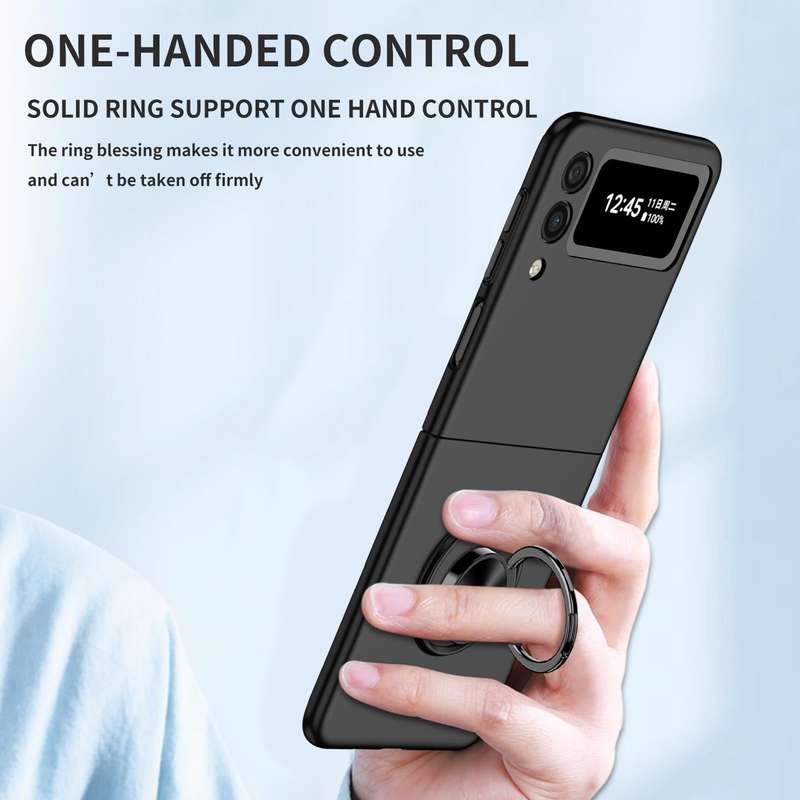 For Samsung Galaxy Z Flip4 Armor Ring Holder Phone Case(Black)