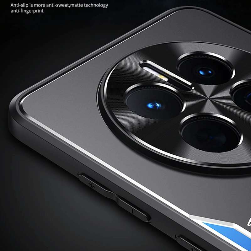 For Huawei Mate 50 Pro Blade Series TPU + Titanium Alloy with Holder Phone Case(Black Blue)
