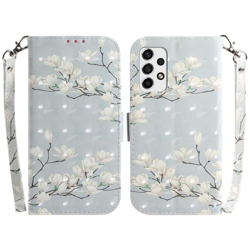 For Samsung Galaxy A33 5G 3D Colored Horizontal Flip Leather Phone Case(Magnolia)
