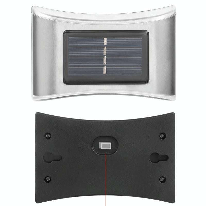 6 LED Solar Outdoor Garden Stainless Steel Wall Lamp(Color Light)