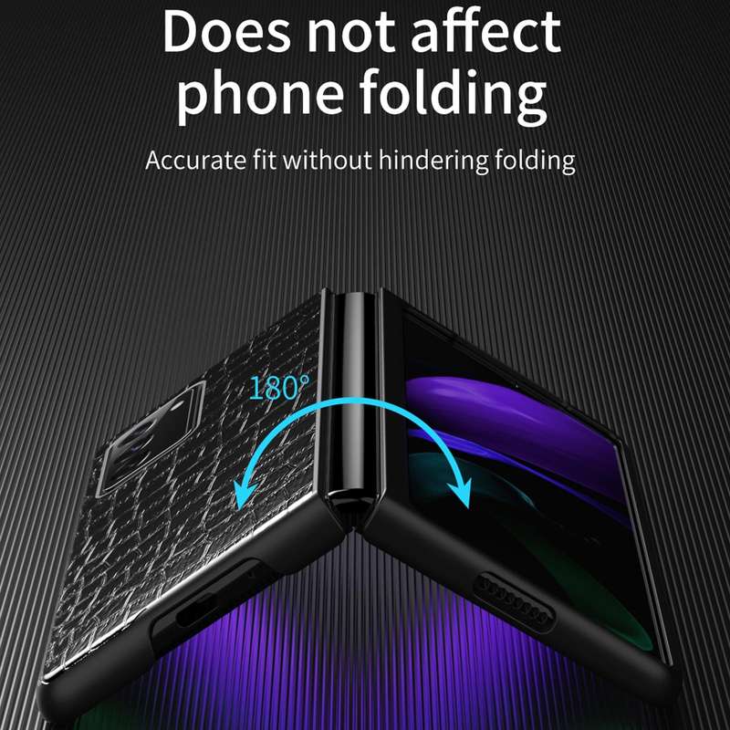 For Samsung Galaxy Z Fold2 5G Crocodile Texture Leather Folding Protective Case(Black)