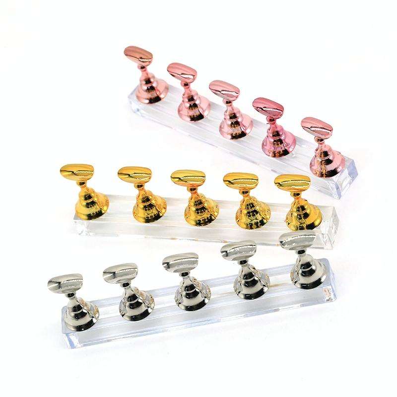 2 PCS Nail Art Chessboard Holder Nail Sheet Acrylic Base Practice Stand(Gold)