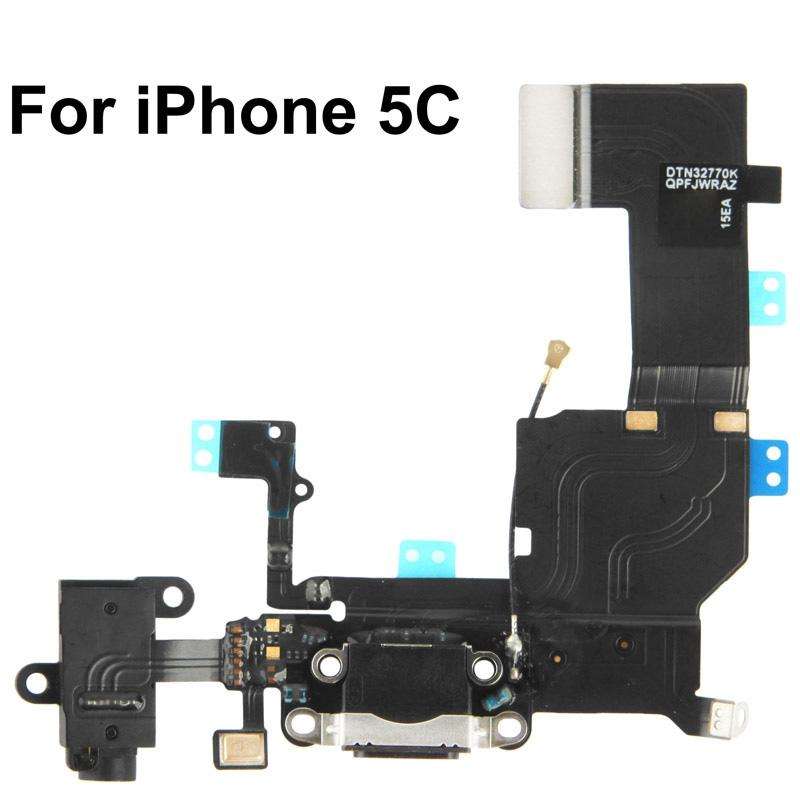 2 in 1 for iPhone 5C (Original Tail Connector Charger + Original Headphone Audio Jack Ribbon) Fle...
