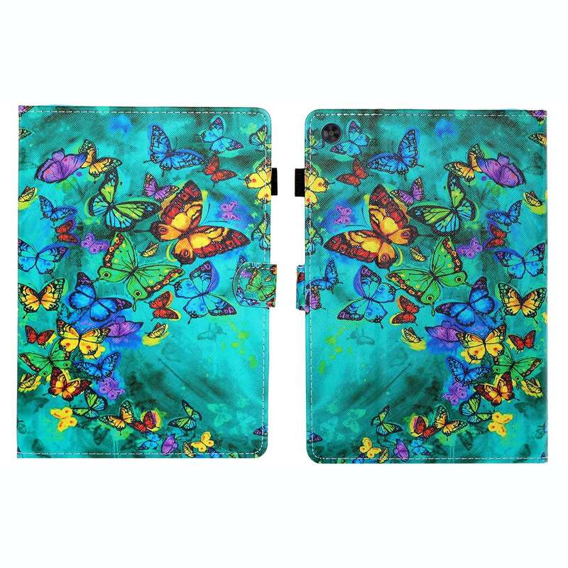 For Samsung Galaxy Tab A9+ Coloured Drawing Stitching Flip PU Tablet Case with Sleep / Wake-up Fu...