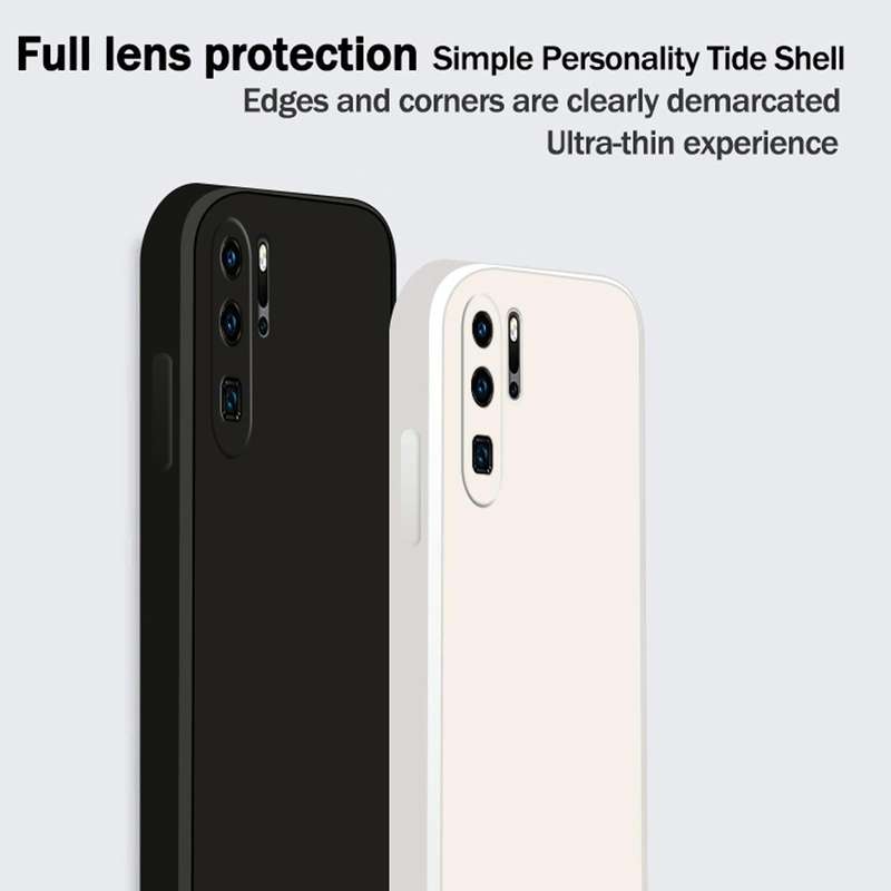For Huawei P30 Pro Solid Color Imitation Liquid Silicone Straight Edge Dropproof Full Coverage Pr...