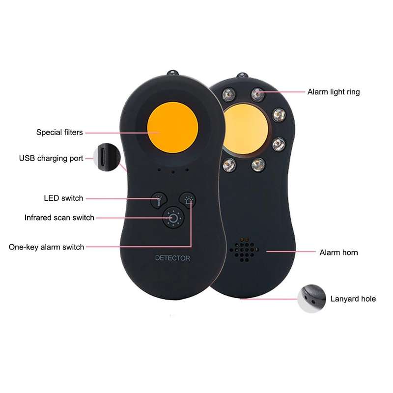 Hotel Anti-Spy Monitoring Detector Portable Monitor Camera Alarm Flashlight Anti-theft Home Infra...