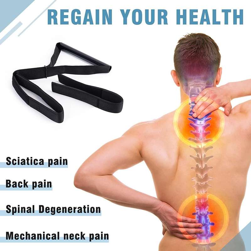 Y -Shaped Spine Chiropractic Decompression Traction Tool with Chin Strap, Size: Free Size(Black)