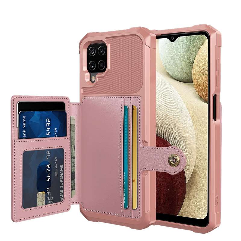 For Samsung Galaxy A12 Magnetic Wallet Card Bag Leather Phone Case(Rose Gold)