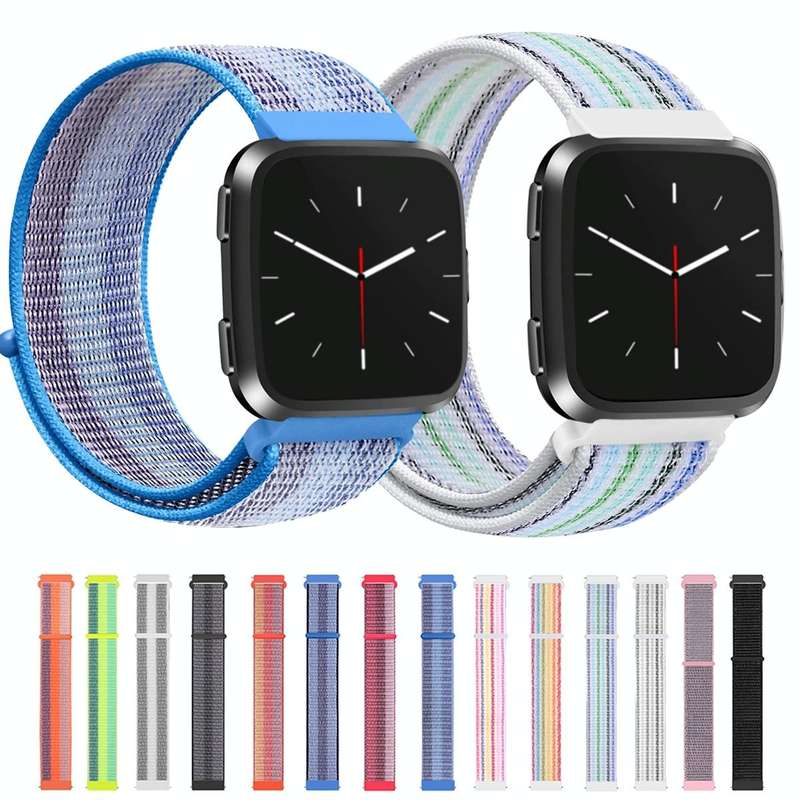 For Fitbit Versa 1 / 2 Universal Nylon Strap Watch Band(Lake Blue)