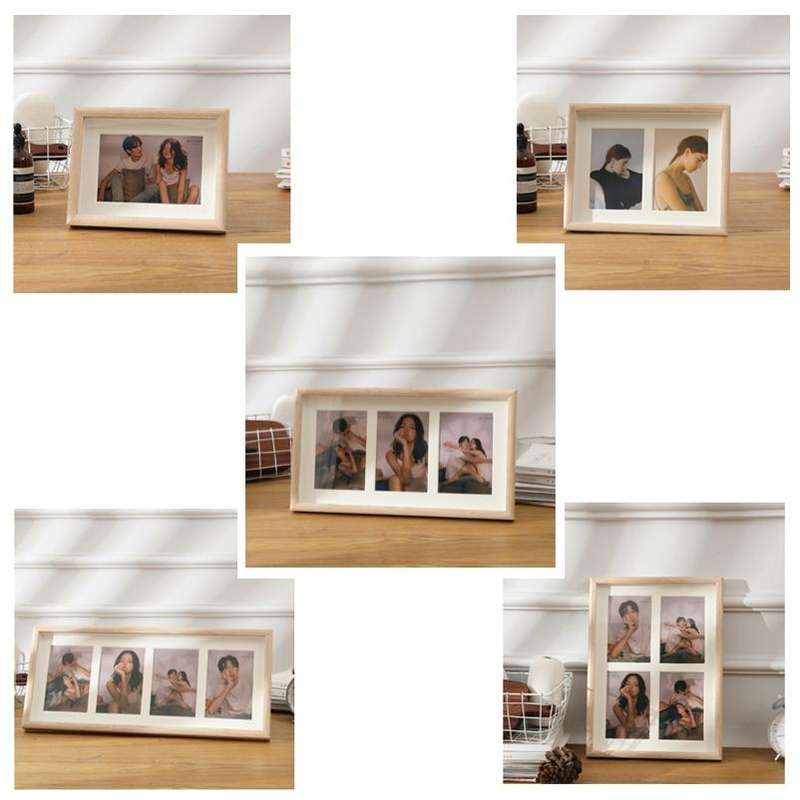 Wooden Wall-Mounted Pendulum Dual-Purpose Combination Photo Frame Style 8 inch(Wood Color)