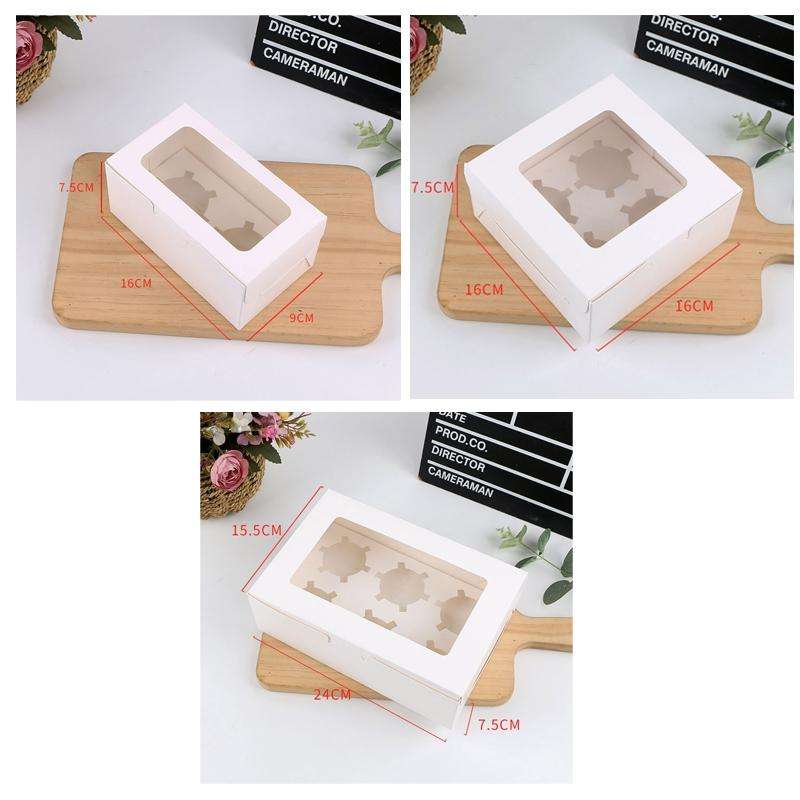 25 PCS Window Cupcake Packaging Box Muffin Cake Box With Inner Support, Specification: 6 In One (...
