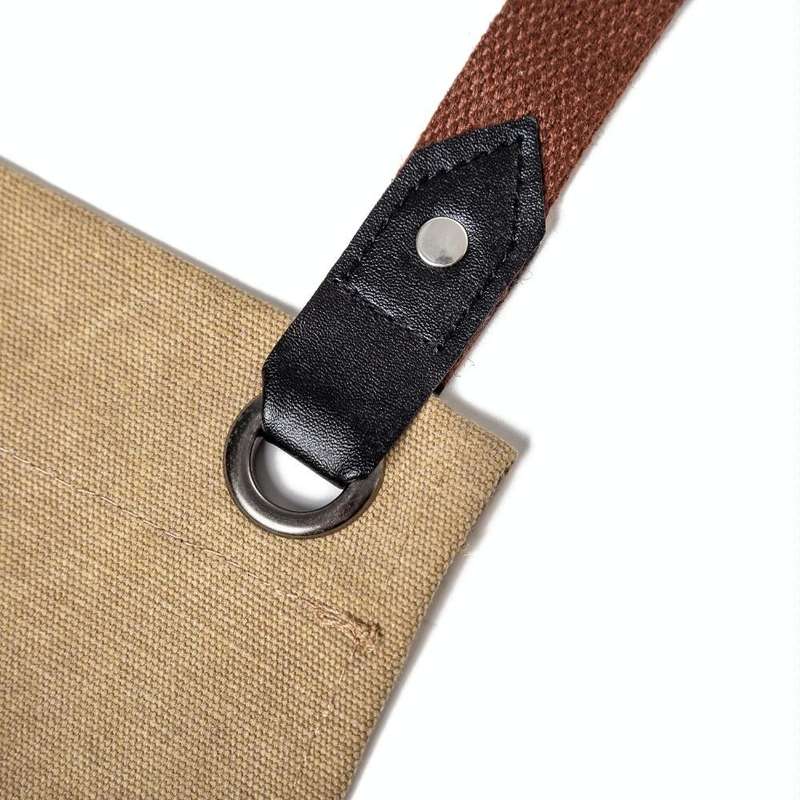 Washed Canvas Apron Chef Cafe Shop BBQ Hairdresser Aprons(Khaki)