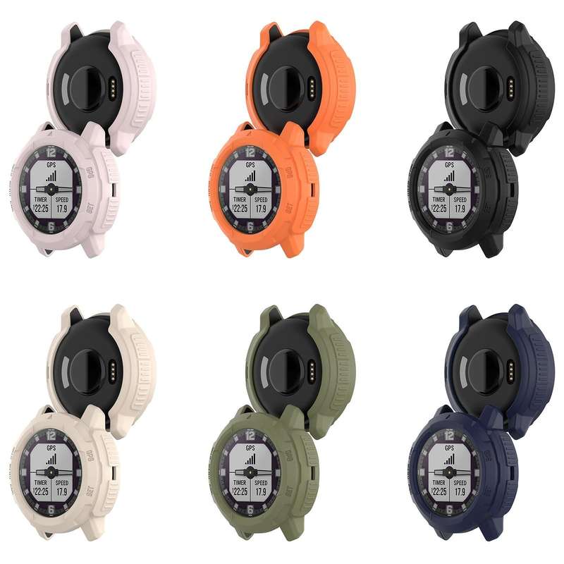 For Garmin Instinct Crossover Armor Hollow Watch Protective Case(Black)