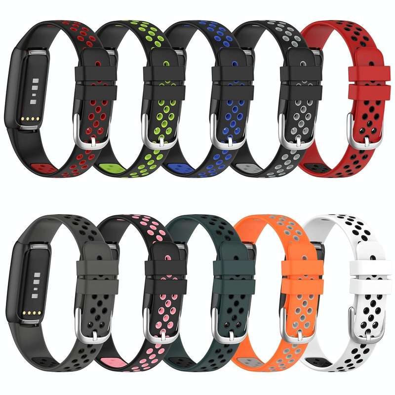 For Fitbit Luxe Two-color Silicone Watch Band(Black Pink)