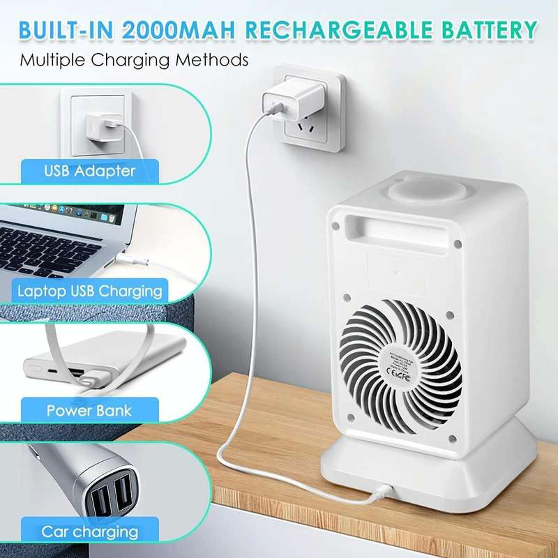 2000 mAh USB Mini Desktop Spray Humidification Cooling Fan Home Air Conditioner Fan Cooler