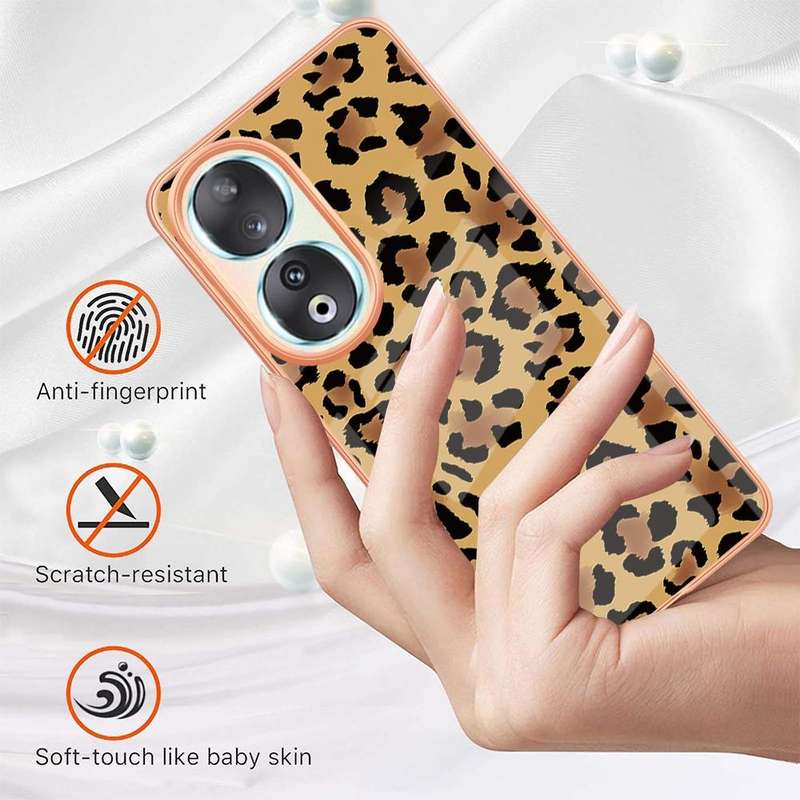 For Honor 90 5G Electroplating Marble Dual-side IMD Phone Case(Leopard Print)