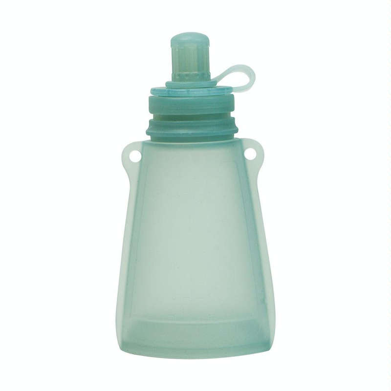 120ml Reusable Silicone Baby Food Pouches Refillable Squeeze Storage Containers(Blue)