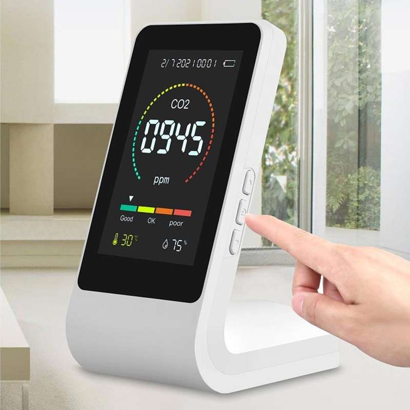 T03 3 In 1 Carbon Dioxide Detector Air Quality Monitor( Semiconductor White)