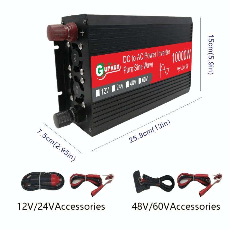 Gurxun HZ1500-10000 Sine Wave 10000W Inverter Power Converter, Specification: 60V To 220V