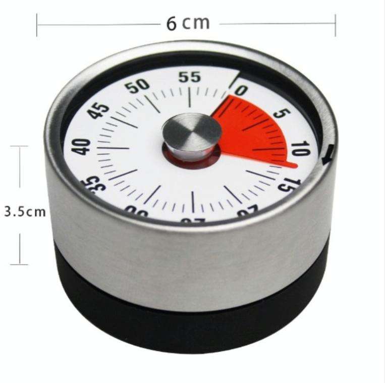 Kitchen Timer Countdown Timer with Magnetic Stainless Steel Timer, Color:6cm Black