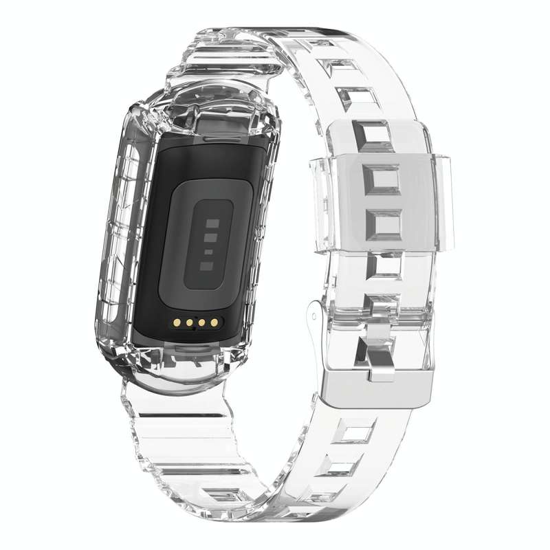 For Fitbit Charge 5 Silicone One Body Armor Watch Band(Transparent)