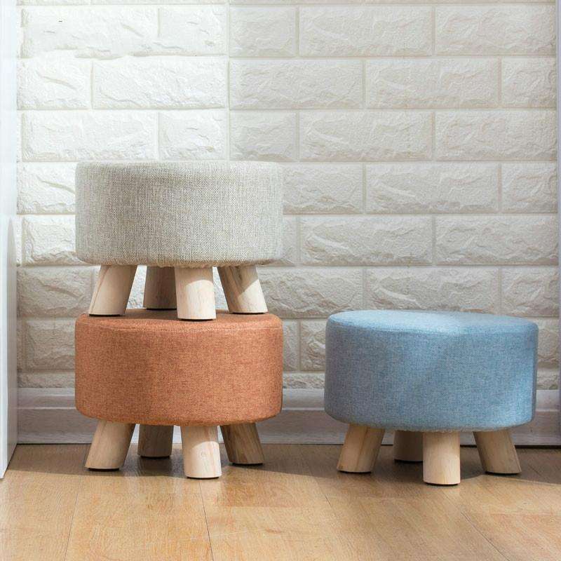 Fashion Creative Small Stool Living Room Home Solid Wood Small Chair(Blue)