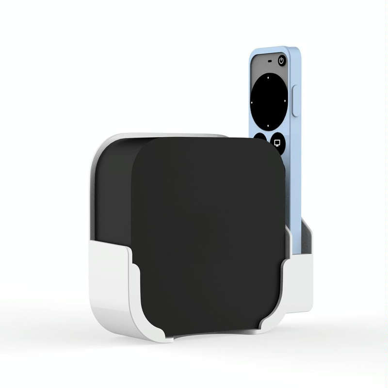 JV06T Set Top Box Bracket + Remote Control Protective Case Set for Apple TV(White + Black)