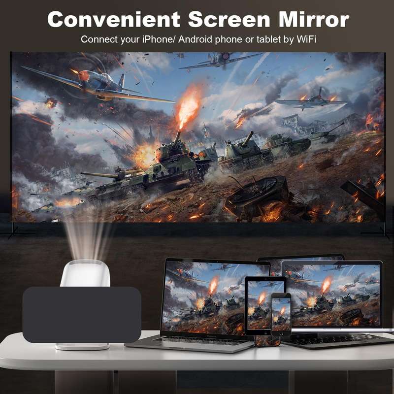GXMO P30 Android 11 OS HD Portable WiFi Projector, Plug Type:UK Plug(White)