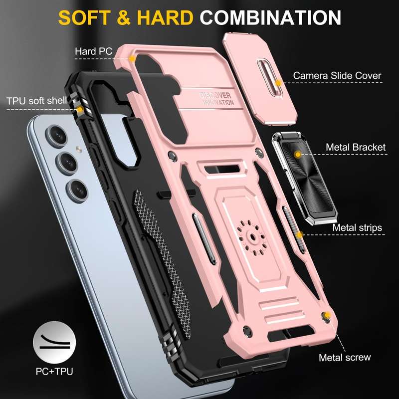 For Samsung Galaxy S23 FE 5G Armor PC + TPU Camera Shield Phone Case(Rose Gold)