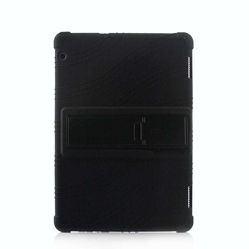 For Huawei MediaPad T5 Tablet PC Silicone Protective Case with Invisible Bracket(Black)